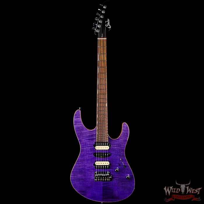 Suhr Custom Modern Set Neck HSH Flame Maple Top Indian Rosewood Fingerboard Trans Purple w/ Blower Switch - Image 3