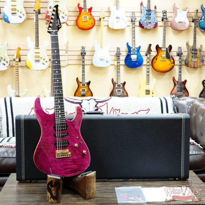 Suhr Custom Modern HSH Flame Maple Top Genuine Mahogany Body & Neck Indian Rosewood Fingerboard Magenta Pink 7.95 LBS - Image 5