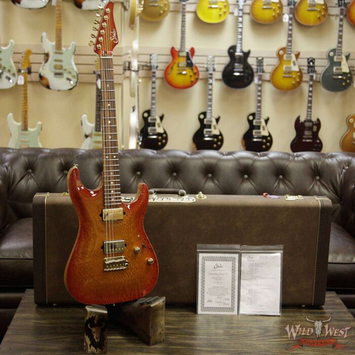 Suhr Select Custom Standard Arch Top HH 1-Piece Lacewood Top Cedar Body Cherry Burst - Image 8