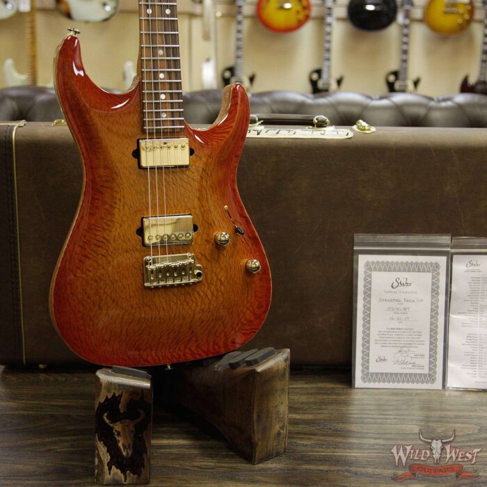 Suhr Select Custom Standard Arch Top HH 1-Piece Lacewood Top Cedar Body Cherry Burst - Image 10