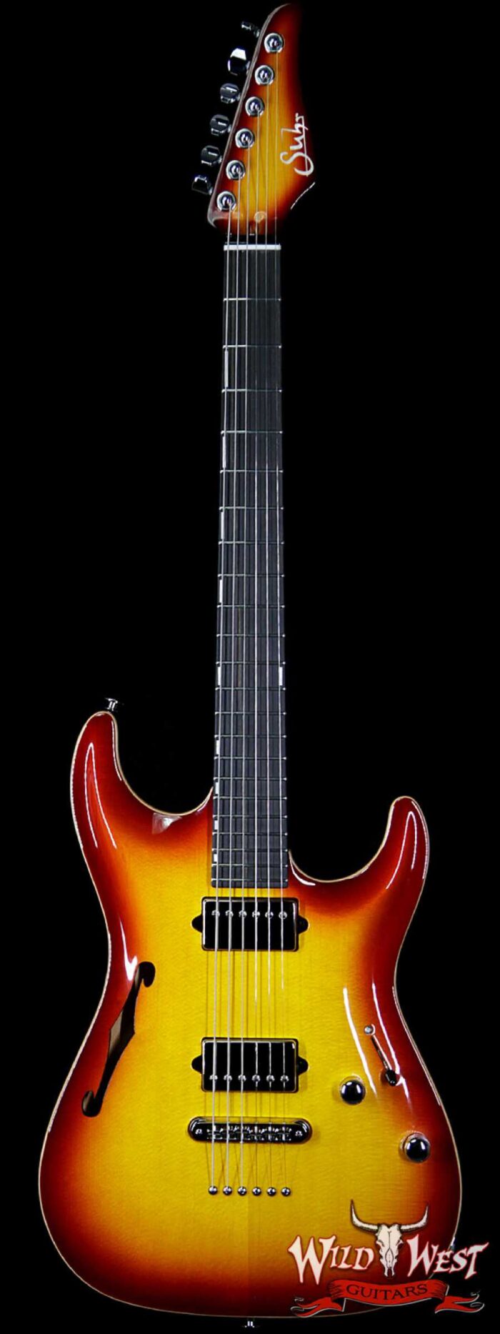 Suhr Select Custom Standard Arch Top HH Semi-Hollow Spruce Top Mahogany Body Aged Cherry Burst - Image 1