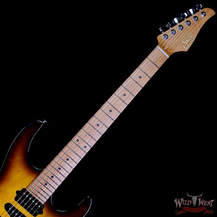 Suhr Custom Modern Antique HSH Rear Rout Roasted Maple Neck Light Aged 2 Tone Tobacco Burst 7.30 lbs - Image 4