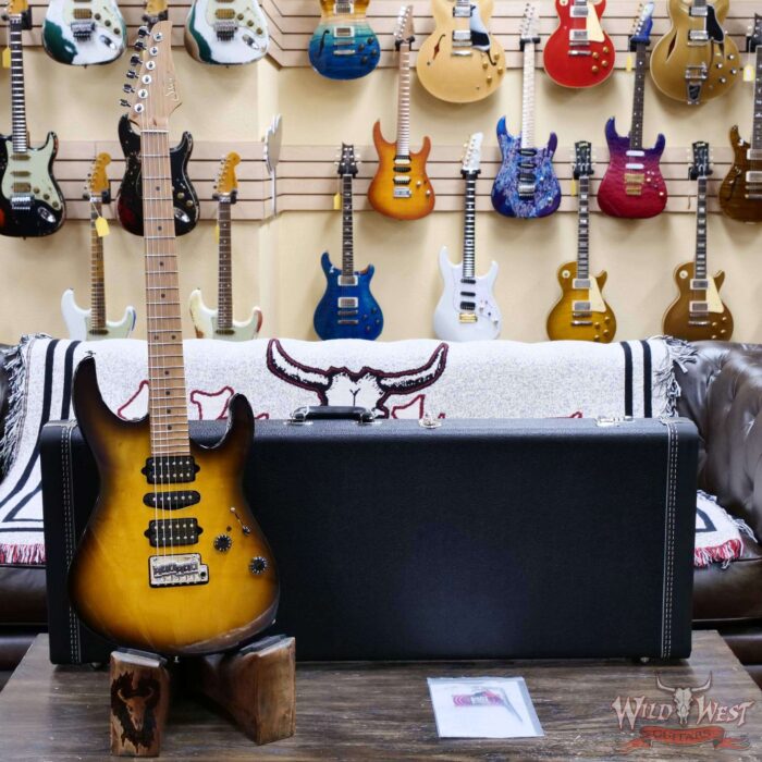 Suhr Custom Modern Antique HSH Rear Rout Roasted Maple Neck Light Aged 2 Tone Tobacco Burst 7.30 lbs - Image 6