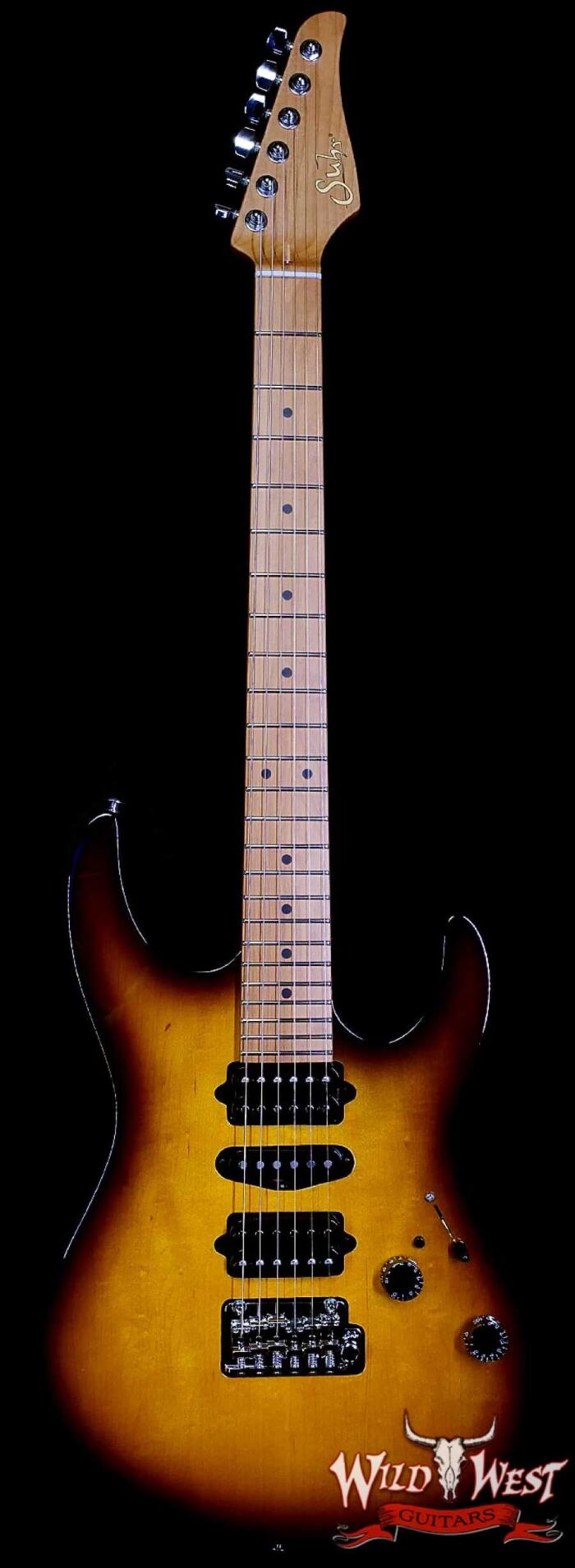 Suhr Custom Modern Antique HSH Rear Rout Roasted Maple Neck Light Aged 2 Tone Tobacco Burst 7.30 lbs - Image 1