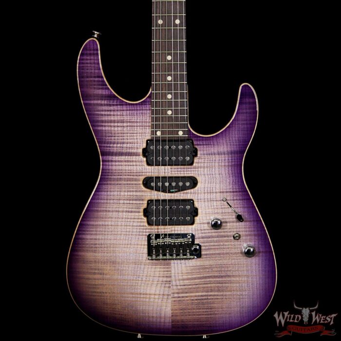 Tom Anderson Angel HSH w/ VA Booster Flame Top on Alder Rosewood Fingerboard Natural Purple Burst - Image 3