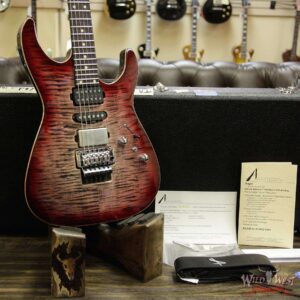Tom Anderson Angel HSH Schaller Flame Top Chocolate Maple Neck Rosewood Board Natural Black to T-Red Burst with Binding - Image 12