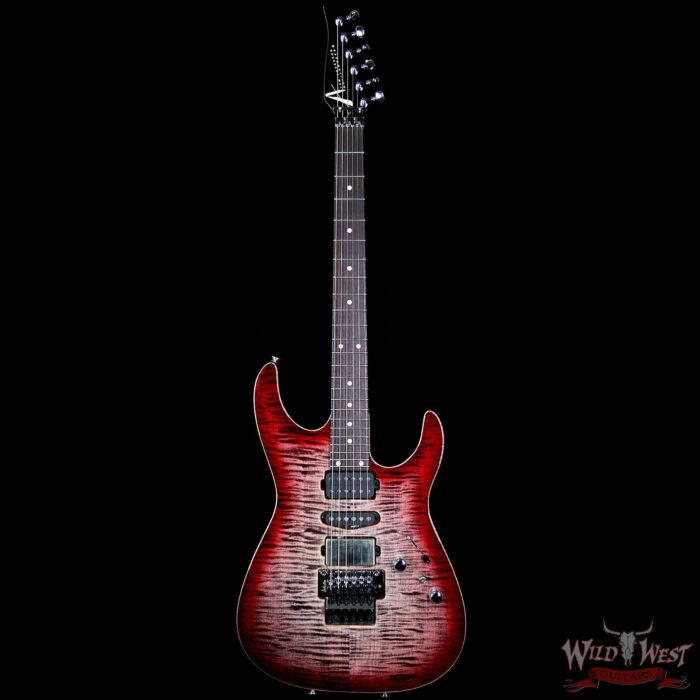 Tom Anderson Angel HSH Schaller Flame Top Chocolate Maple Neck Rosewood Board Natural Black to T-Red Burst with Binding - Image 4