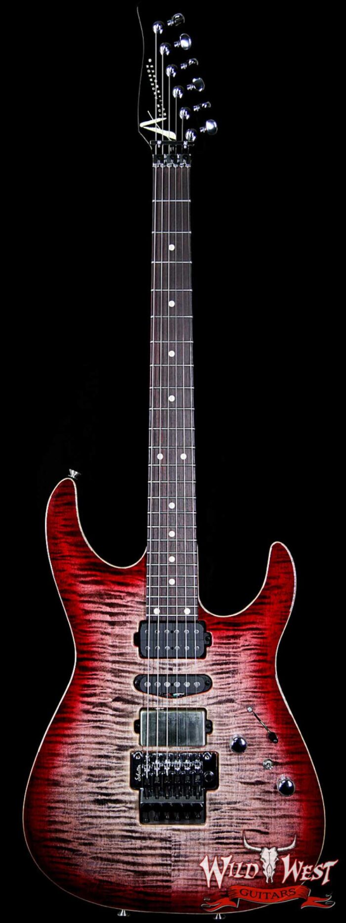 Tom Anderson Angel HSH Schaller Flame Top Chocolate Maple Neck Rosewood Board Natural Black to T-Red Burst with Binding - Image 1
