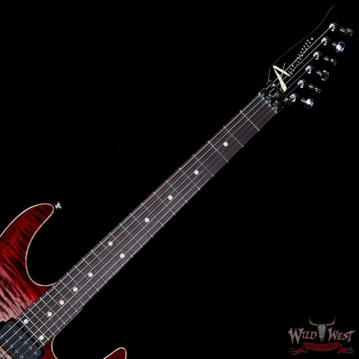Tom Anderson Angel HSH Schaller Flame Top Chocolate Maple Neck Rosewood Board Natural Black to T-Red Burst with Binding - Image 8