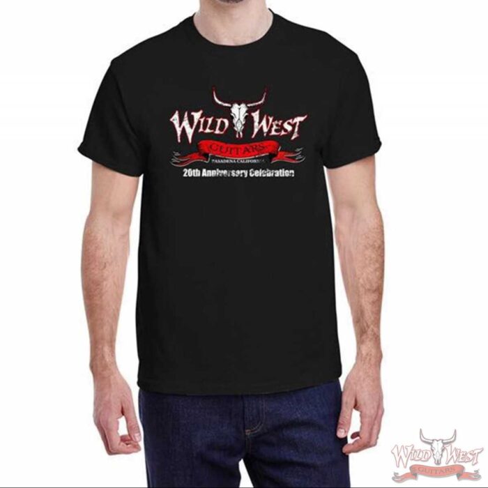 Wild West Guitars 20th Anniversary T-Shirt Tee Black/Gray - Image 1