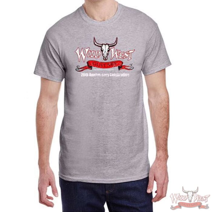 Wild West Guitars 20th Anniversary T-Shirt Tee Black/Gray - Image 3