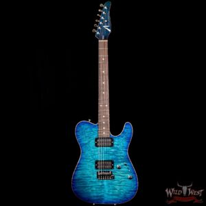Tom Anderson Cobra HH Quilt Maple Top Rosewood Fretboard Bora To Transparent Blue Burst with Binding - Image 5