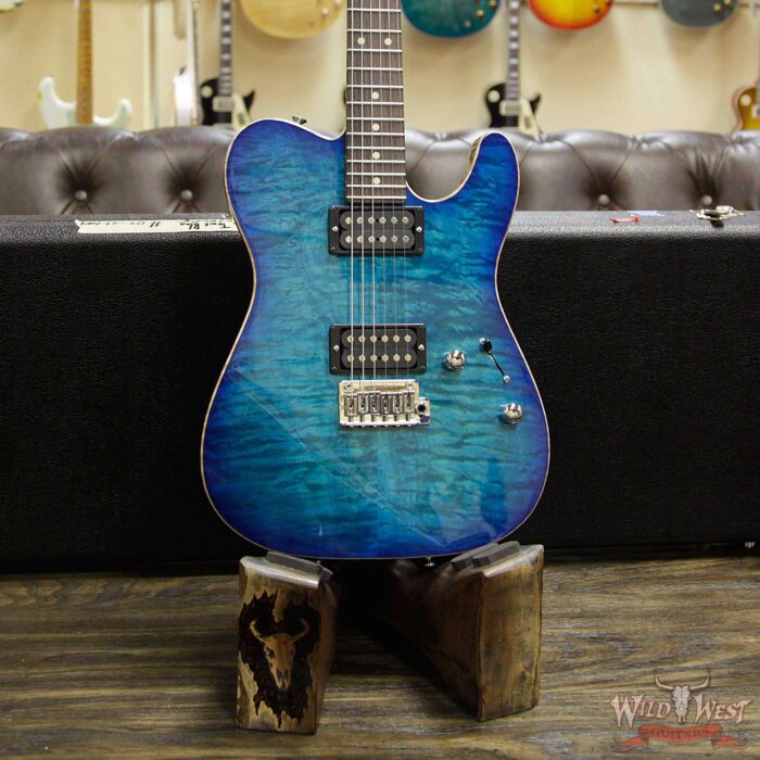 Tom Anderson Cobra HH Quilt Maple Top Rosewood Fretboard Bora To Transparent Blue Burst with Binding - Image 10