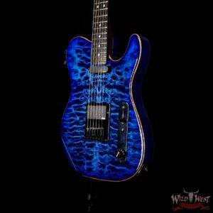 Jim Root Collection Warmoth Quilt Maple Top Telecaster Rosewood Neck Ebony Fingerboard Trans Blue - Image 2