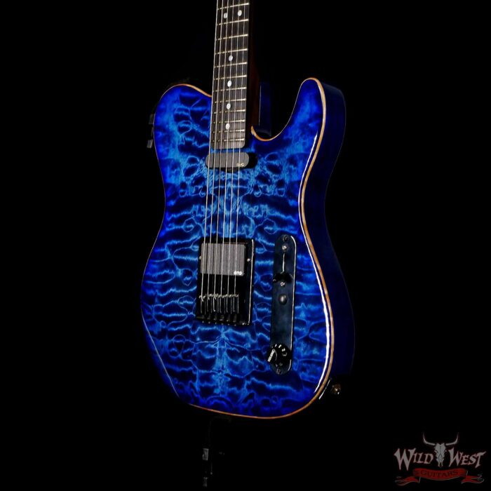 Jim Root Collection Warmoth Quilt Maple Top Telecaster Rosewood Neck Ebony Fingerboard Trans Blue - Image 2