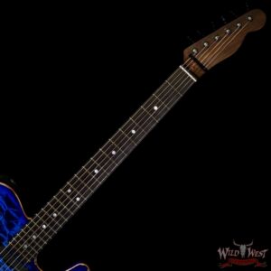 Jim Root Collection Warmoth Quilt Maple Top Telecaster Rosewood Neck Ebony Fingerboard Trans Blue - Image 4