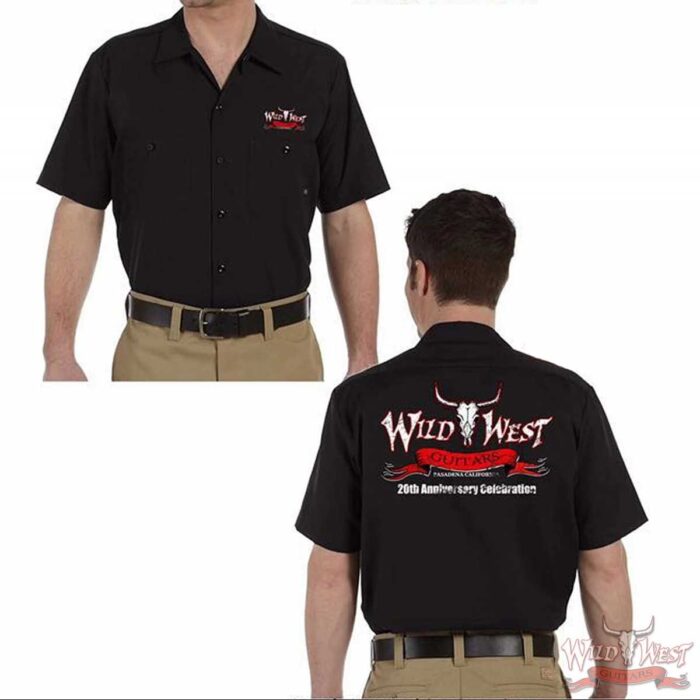 Wild West Guitars 20th Anniversary Dickies Work Shirt Black/Dark Gray - Image 1
