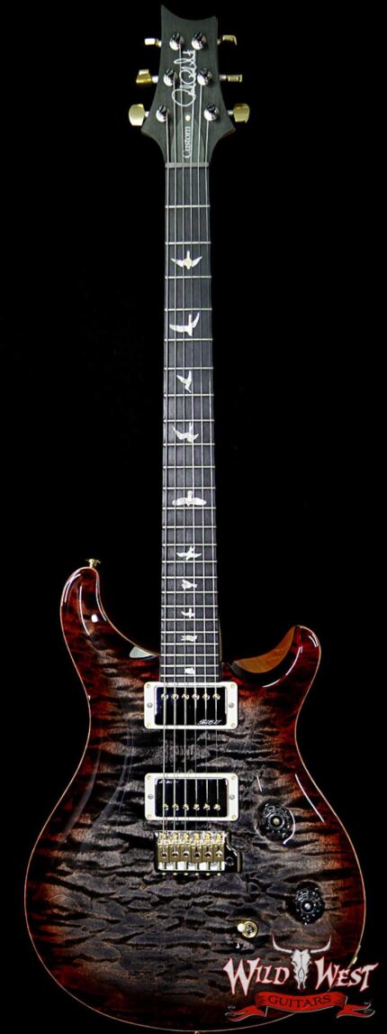 PRS Wood Library 10 Top Custom 24 Fatback Quilt Top Birdseye Neck Ebony Board Charcoal Cherry Burst
