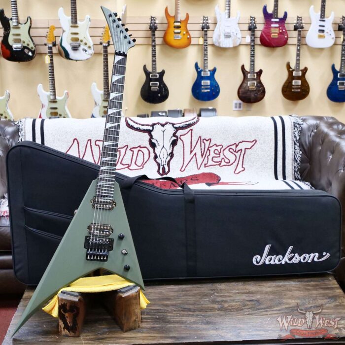 Jackson American Series Rhoads RR24 FR Floyd Rose Ebony Fingerboard Matte Army Drab 7.95 lbs - Image 4