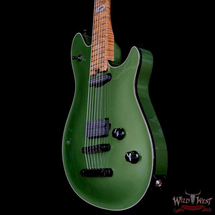 EVH Custom Shop USA HS Wolfgang Bare Knuckle Pickups Roasted Flame Maple Neck Tune-O-Matic Bridge Cadillac Green 7.65 lbs - Image 2