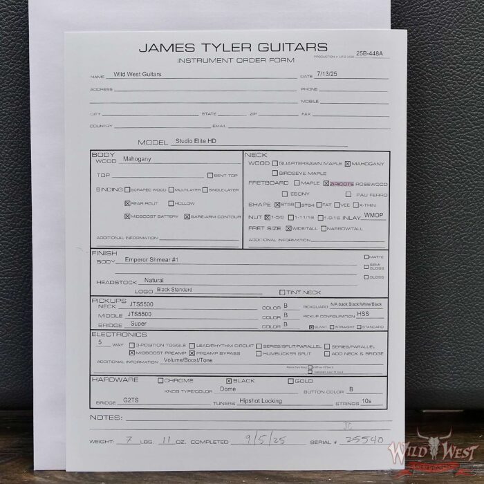 James Tyler USA Studio Elite HD HSS Ziricote Fingerboard Standard '59 Neck Emperor Shmear 7.70 lbs - Image 12