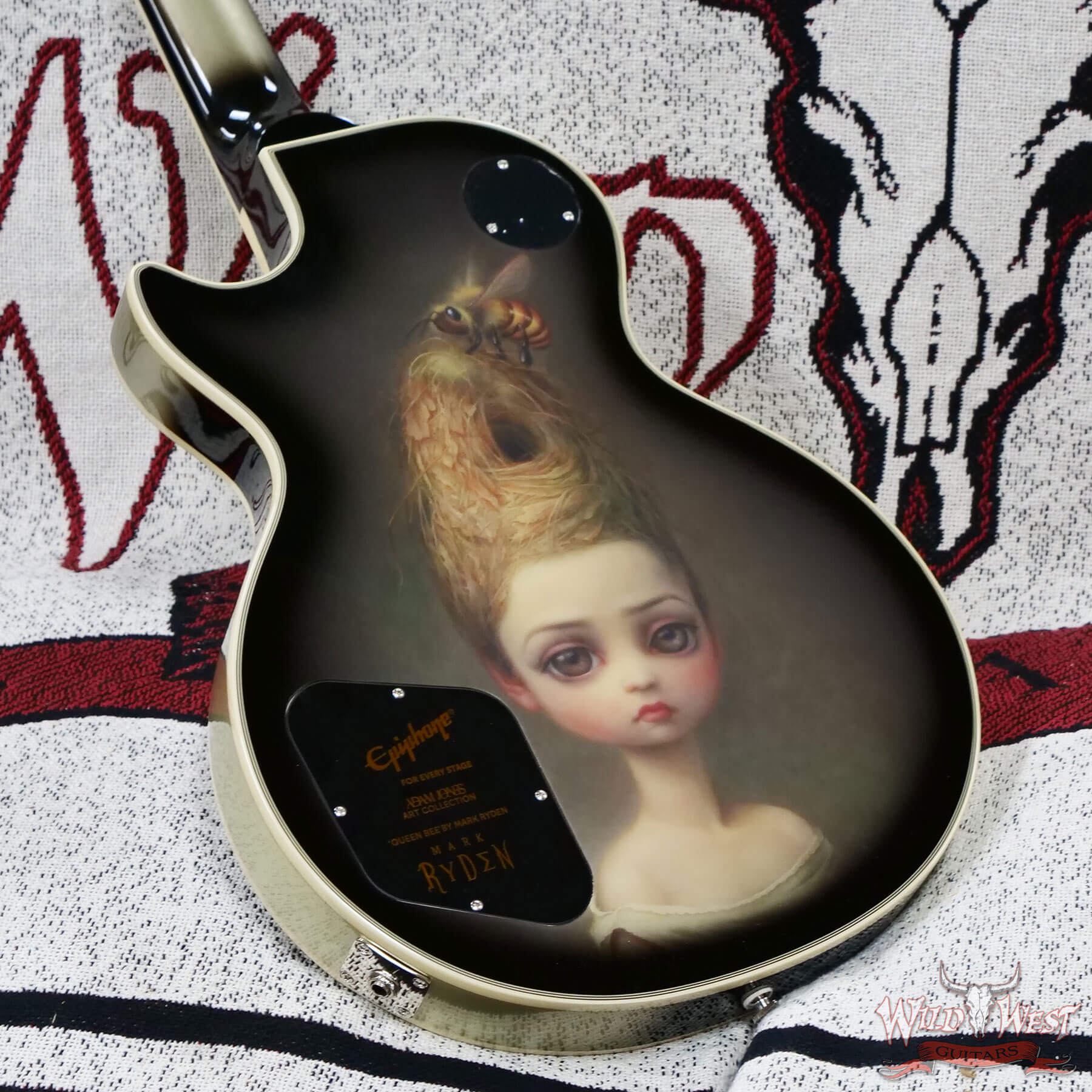 Epiphone-23061526595-D7 Epiphone Adam Jones Les Paul Custom Art Collection Mark Ryden’s “Queen Bee” Antique Silverburst 9.80 lbs - Image 10