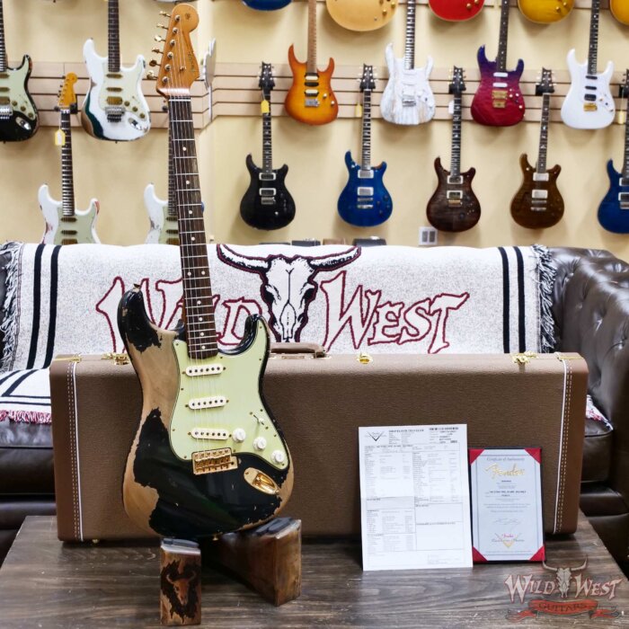 Fender Custom Shop Levi Perry Masterbuilt 1962 Stratocaster Brazilian Rosewood Heavy Relic Black with Gold Hardware 7.65 lbs (US Only / No International Shipping) - Image 6