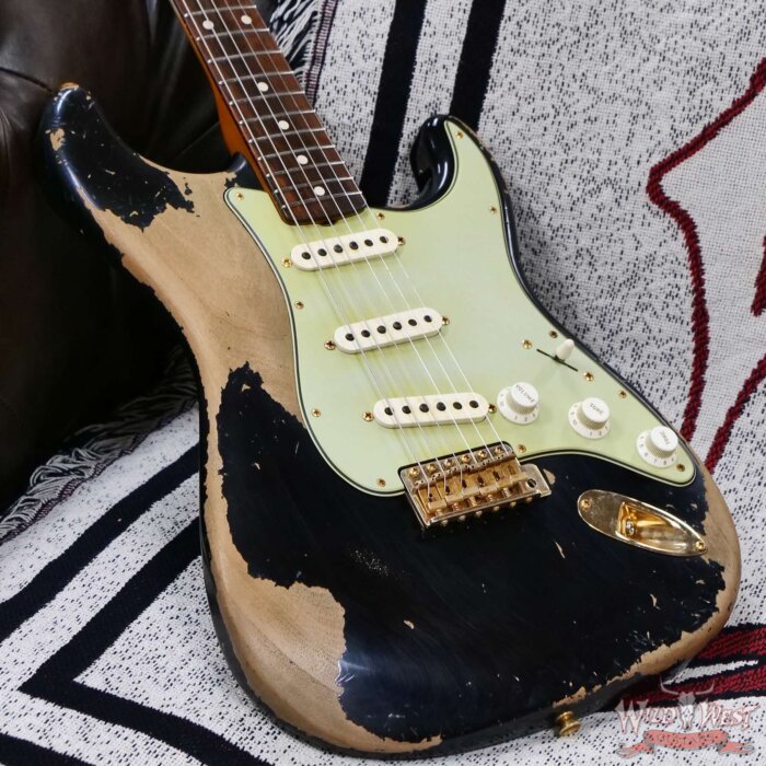 Fender Custom Shop Levi Perry Masterbuilt 1962 Stratocaster Brazilian Rosewood Heavy Relic Black with Gold Hardware 7.65 lbs (US Only / No International Shipping) - Image 10