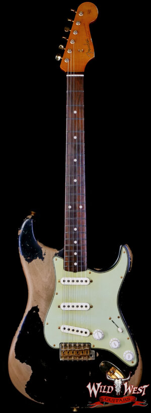 Fender Custom Shop Levi Perry Masterbuilt 1962 Stratocaster Brazilian Rosewood Heavy Relic Black with Gold Hardware 7.65 lbs (US Only / No International Shipping)