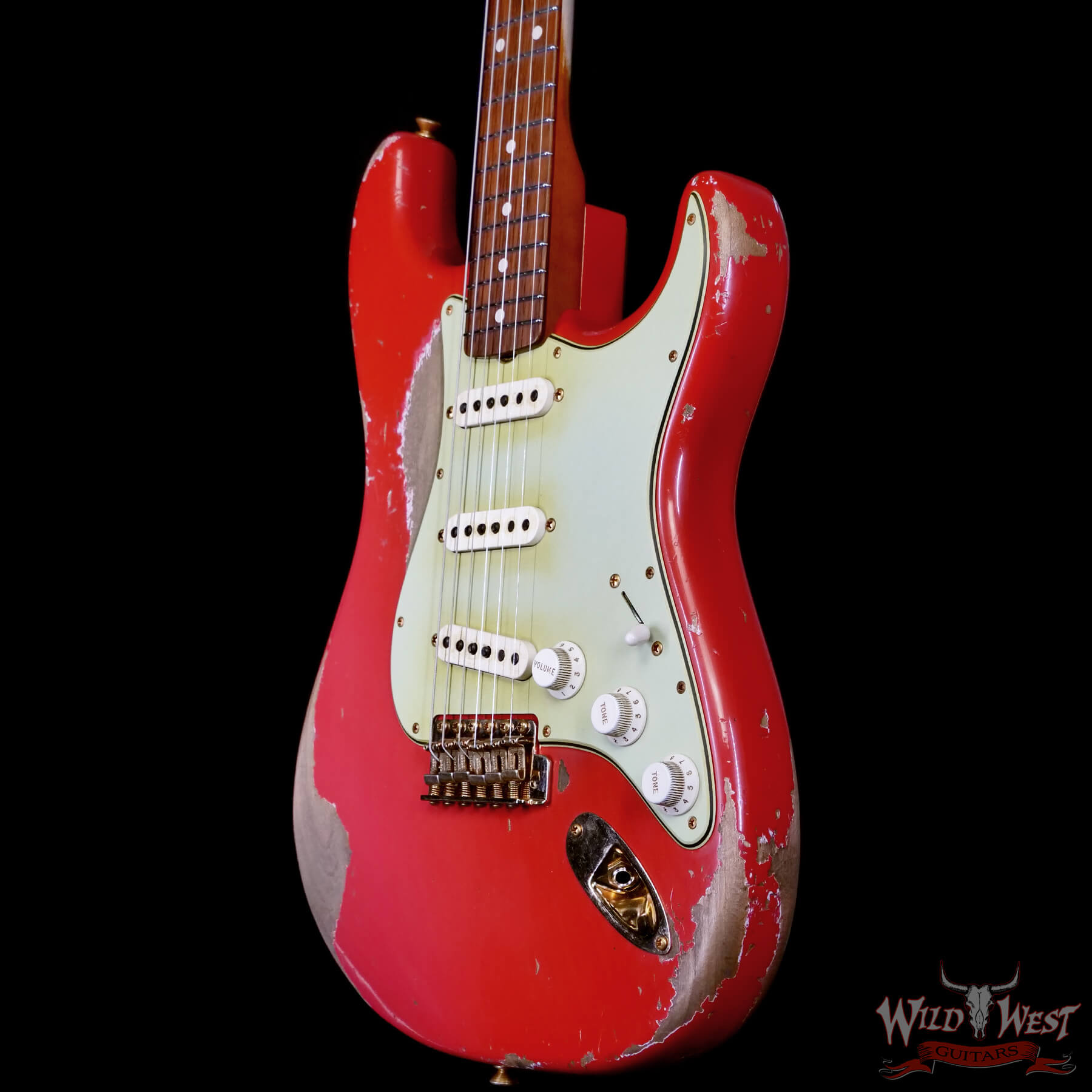 FenderCS-MBLP-LP0129-BR Fender Custom Shop Levi Perry Masterbuilt 1962 Stratocaster Brazilian Rosewood Heavy Relic Fiesta Red w/Gold Hardware 7.40 lbs (US Only / No International Shipping) - Image 2