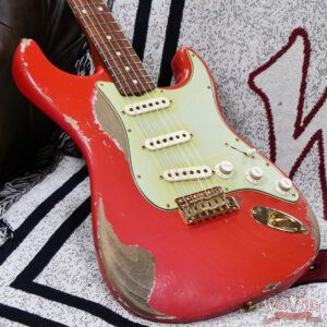 Fender Custom Shop Levi Perry Masterbuilt 1962 Stratocaster Brazilian Rosewood Heavy Relic Fiesta Red w/Gold Hardware 7.40 lbs (US Only / No International Shipping) - Image 8