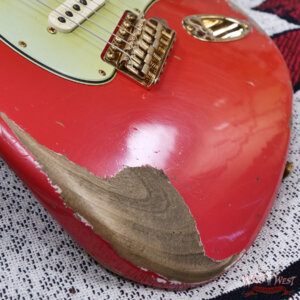 Fender Custom Shop Levi Perry Masterbuilt 1962 Stratocaster Brazilian Rosewood Heavy Relic Fiesta Red w/Gold Hardware 7.40 lbs (US Only / No International Shipping) - Image 10