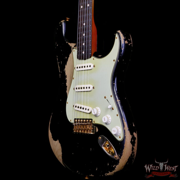 Fender Custom Shop Levi Perry Masterbuilt 1962 Stratocaster Brazilian Rosewood Heavy Relic Black with Gold Hardware 7.25 lbs (US Only / No International Shipping) - Image 2