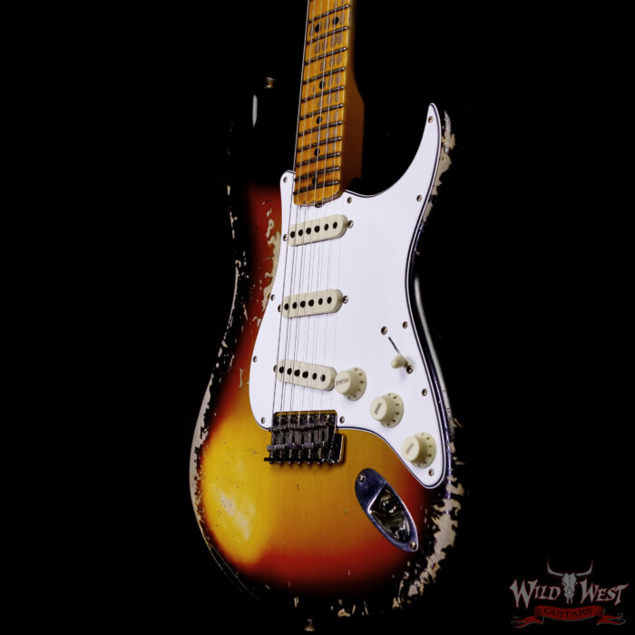 Fender Custom Shop 2025 Dealer Event #160 1969 Stratocaster Maple Neck Heavy Relic Aged 3 Tone Sunburst 7.80 lbs - Image 2