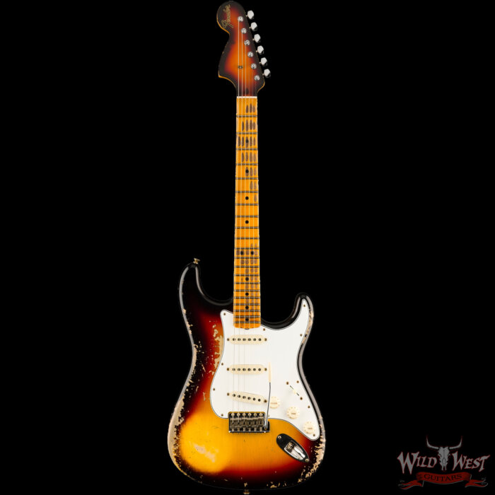 Fender Custom Shop 2025 Dealer Event #160 1969 Stratocaster Maple Neck Heavy Relic Aged 3 Tone Sunburst 7.80 lbs - Image 3