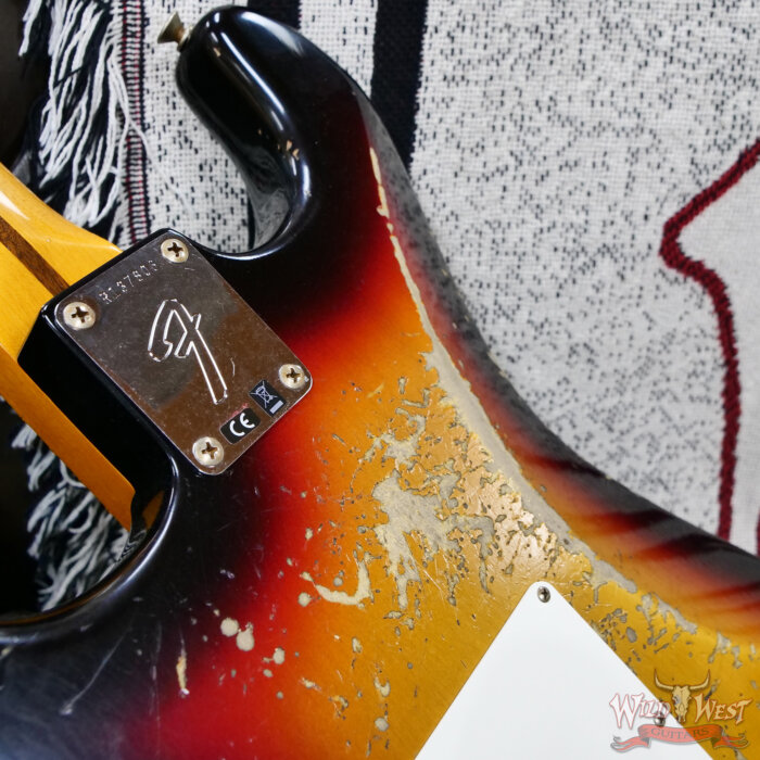 Fender Custom Shop 2025 Dealer Event #160 1969 Stratocaster Maple Neck Heavy Relic Aged 3 Tone Sunburst 7.80 lbs - Image 15