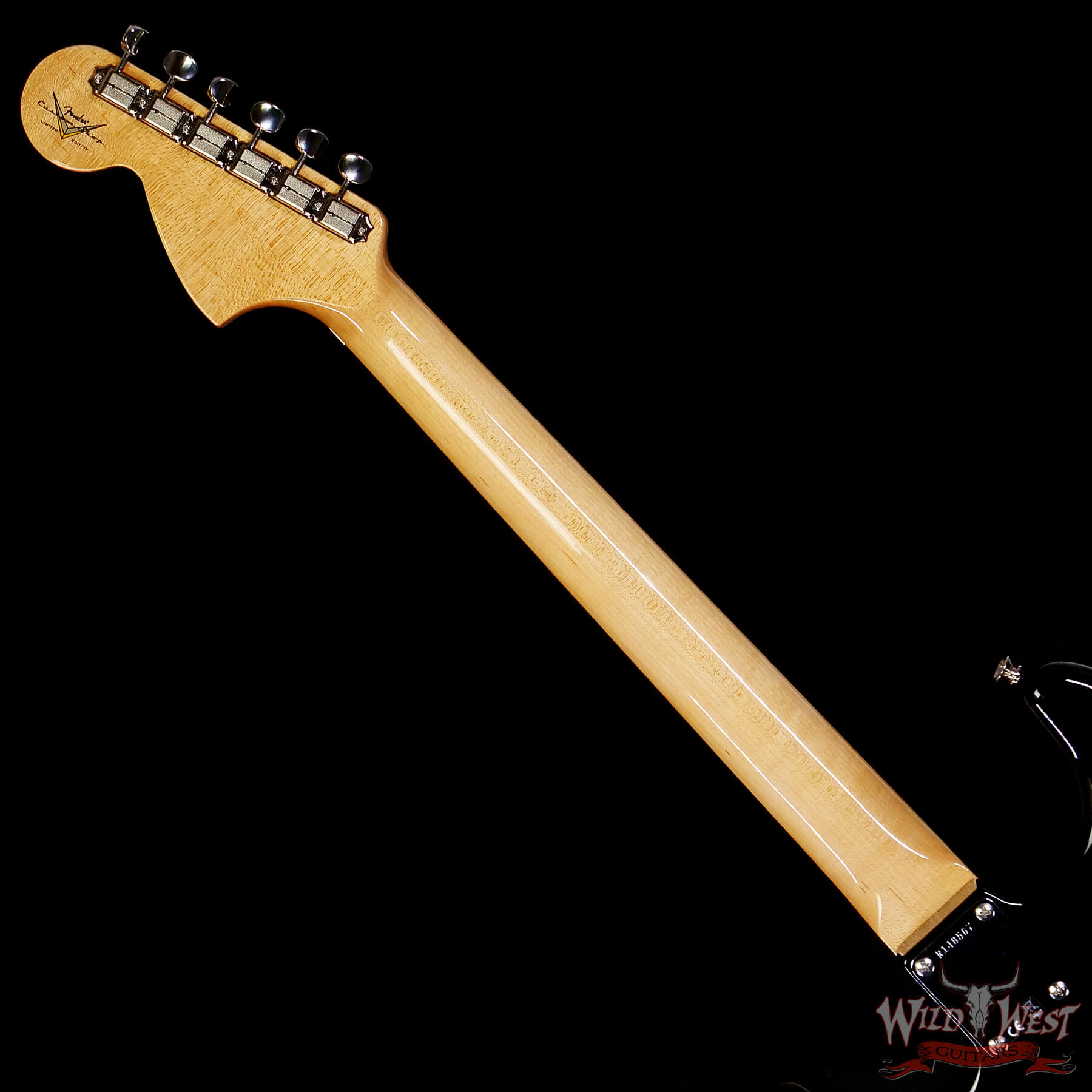 FenderCS-R148567-C3 Fender Custom Shop Wild West Lightning Stratocaster Floyd Rose HSS Maple Neck Matching Color Large Headstock 22 Frets NOS Black 8.25 lbs - Image 5