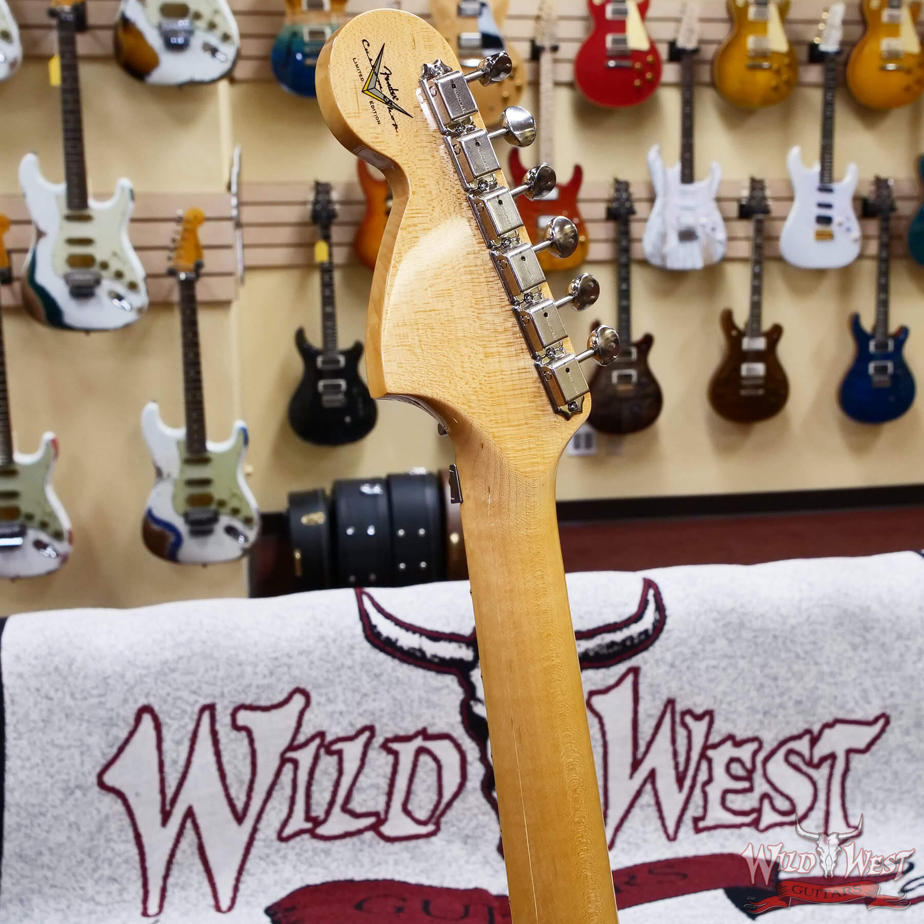 FenderCS-R148567-D5 Fender Custom Shop Wild West Lightning Stratocaster Floyd Rose HSS Maple Neck Matching Color Large Headstock 22 Frets NOS Black 8.25 lbs - Image 10