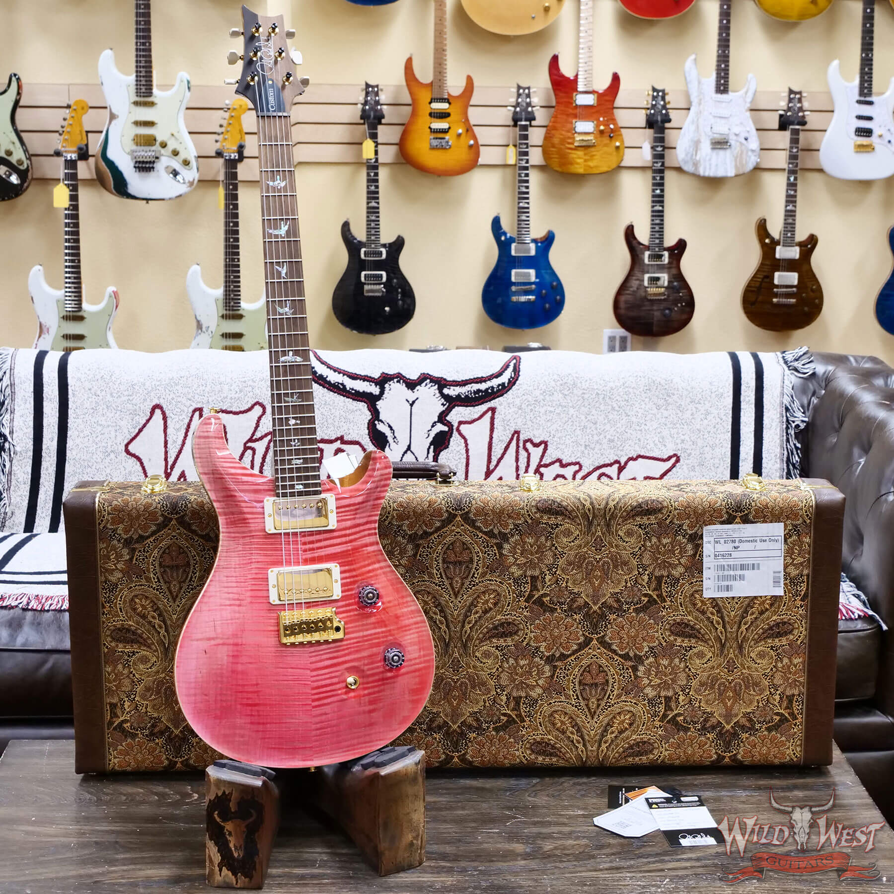 PRS-WL-0416228-D1 2025 Paul Reed Smith PRS Wood Library 10 Top Custom 24 Brazilian Rosewood Bonnie Pink with Natural Back 7.60 lbs - Image 6