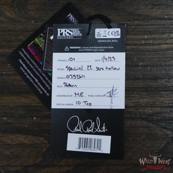 2023 Paul Reed Smith PRS Core Series 10 Top Special Semi-Hollow (Special 22) Eriza Verde Wrap Burst - Image 12