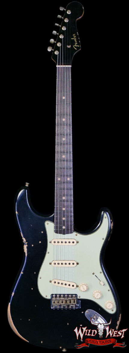 Fender Custom Shop 1960 Stratocaster Rosewood Fingerboard Matching Color Headstock Relic Black 7.60 lbs